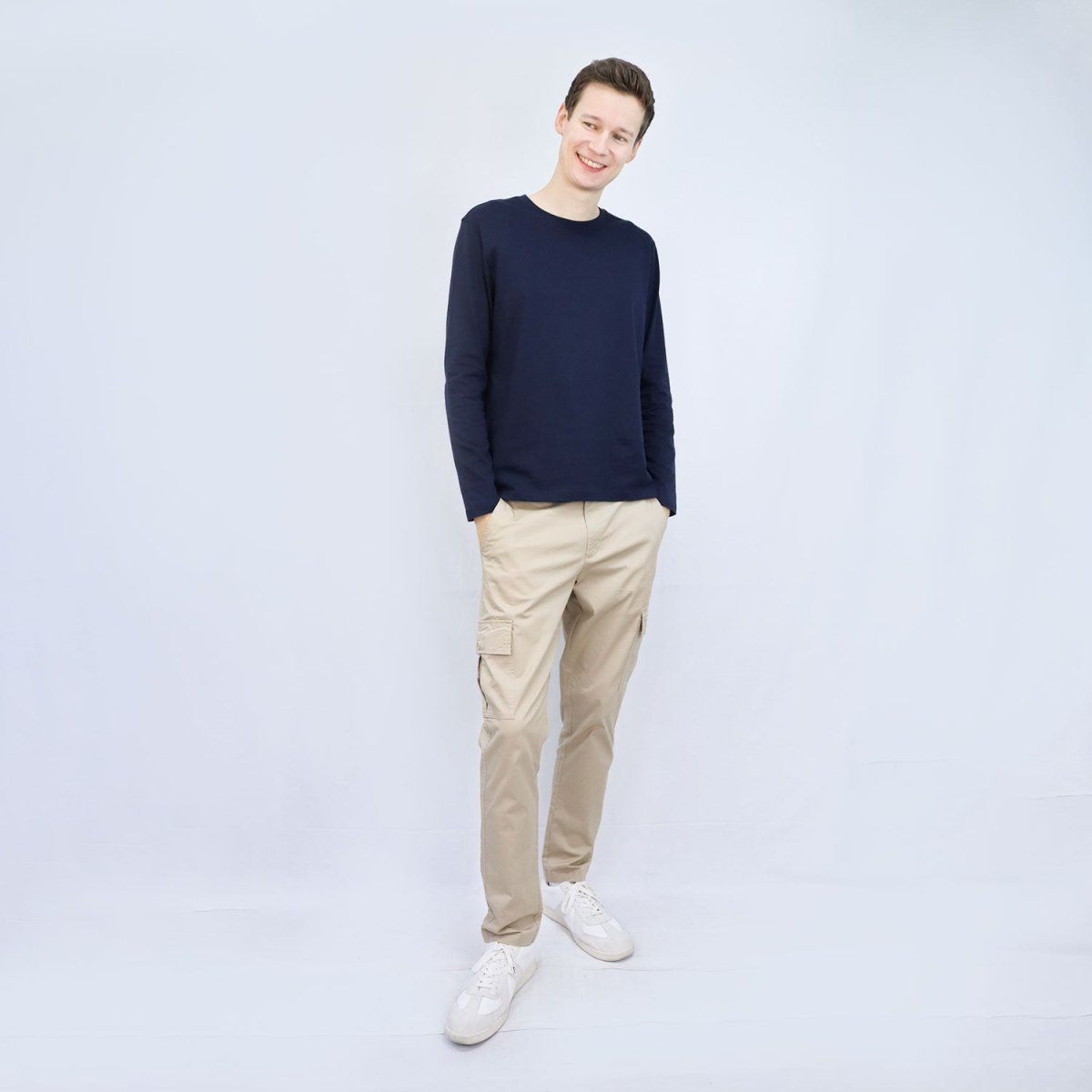 Giordano Men's Long Sleeve Crewneck Tee - Premium Tee
