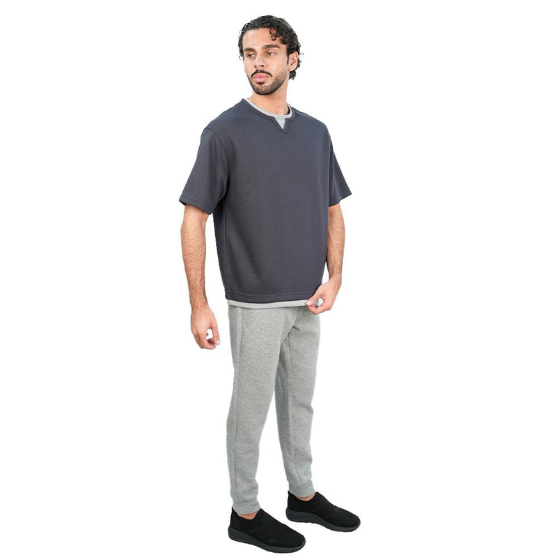 Giordano Men’s Loose Jacquard Interlock Crew Neck Short Sleeve Tee - first_variant_option_2 Premium Tee for Giordano