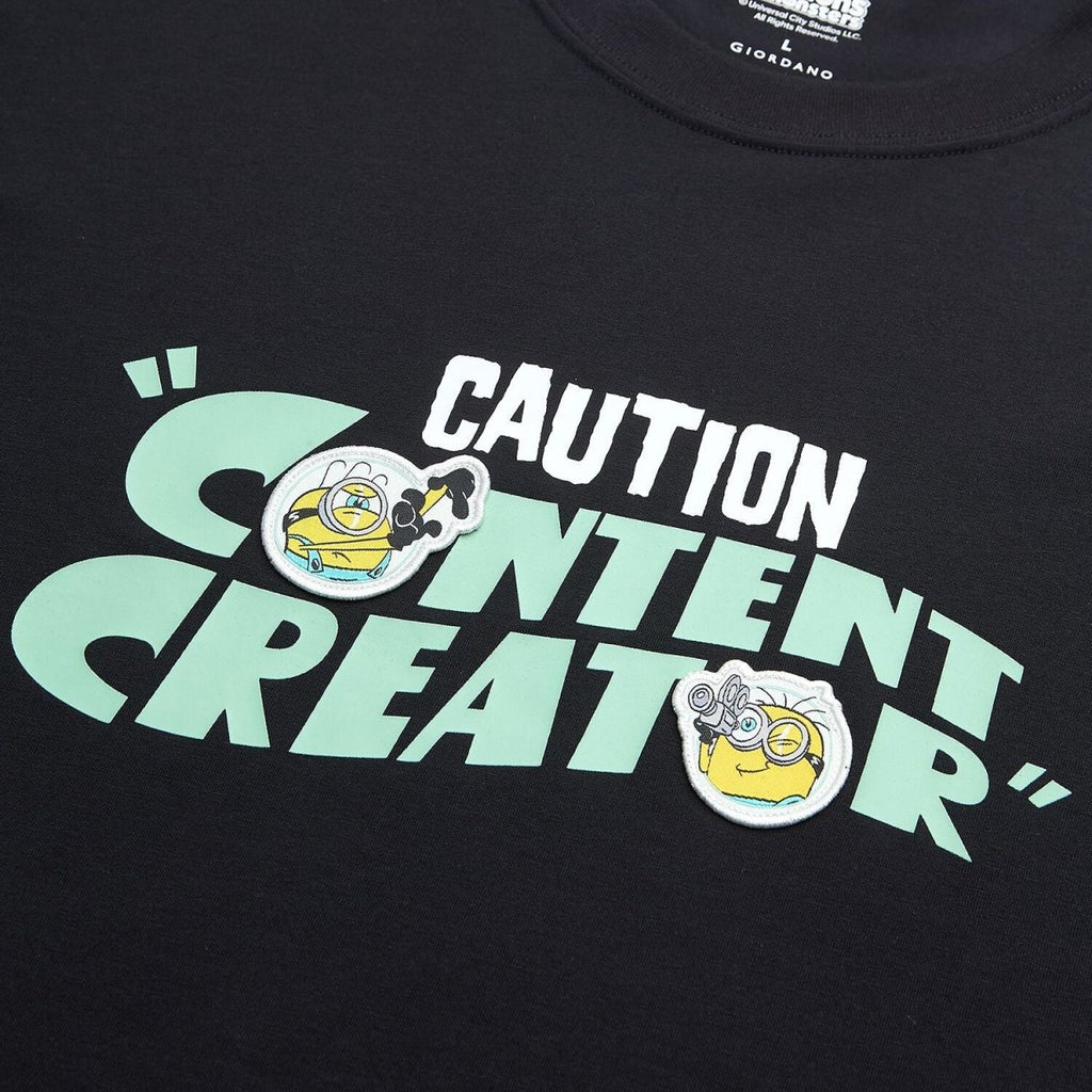 Giordano Men's Minions Caution Content Creator Print Tee - Premium Print Tee