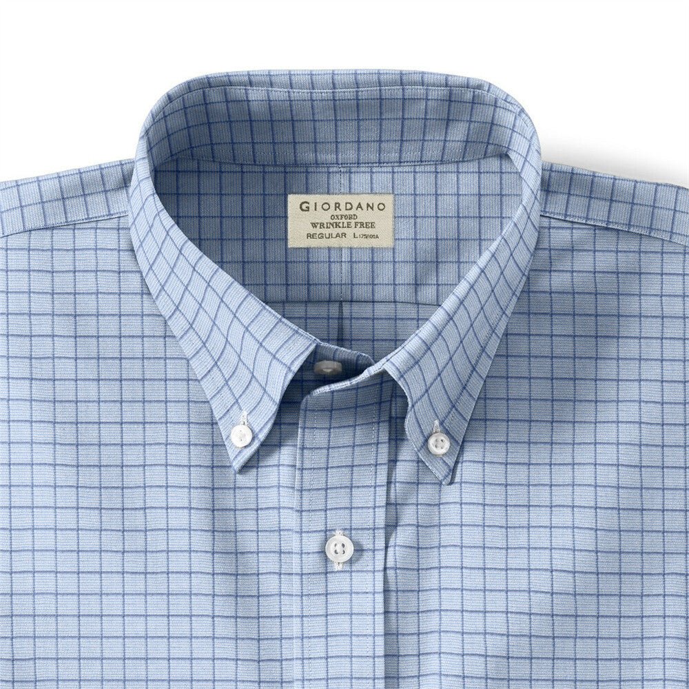 Giordano Men's Oxford Pattern Wrinkle Free Shirt - Premium Shirts