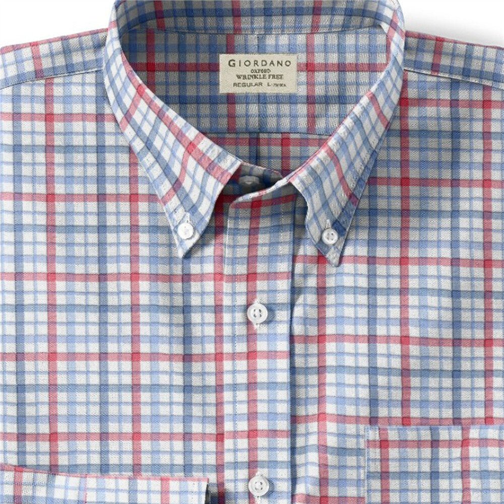 Giordano Men's Oxford Pattern Wrinkle Free Shirt - Premium Shirts