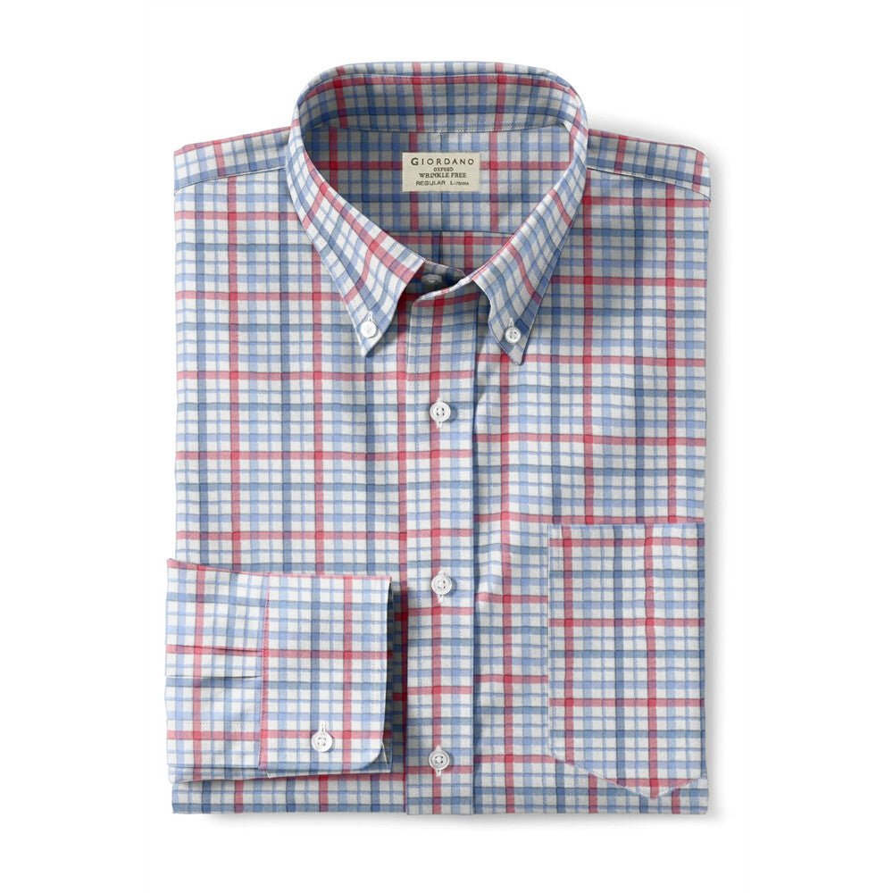 Giordano Men's Oxford Pattern Wrinkle Free Shirt - Premium Shirts