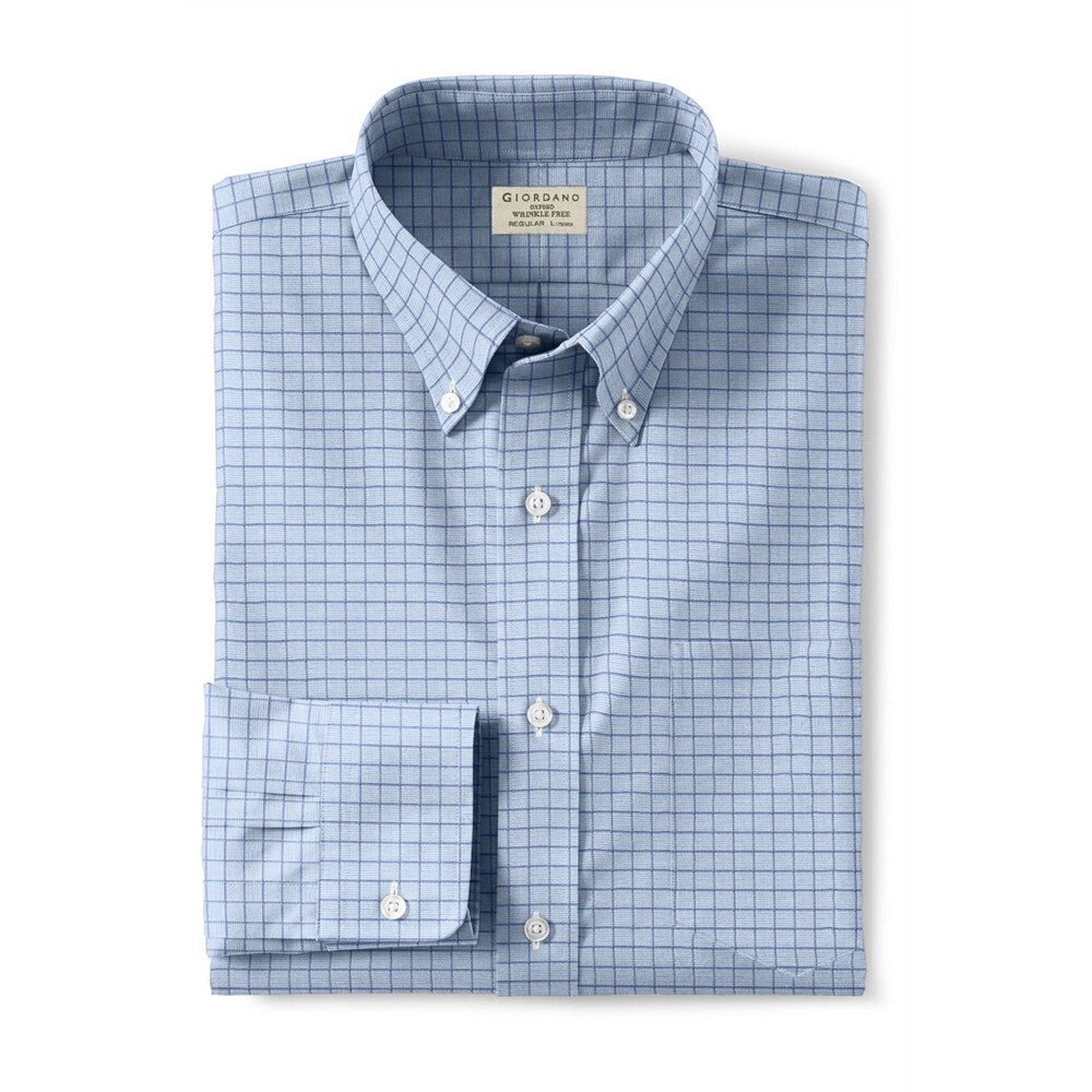 Giordano Men's Oxford Pattern Wrinkle Free Shirt - Premium Shirts