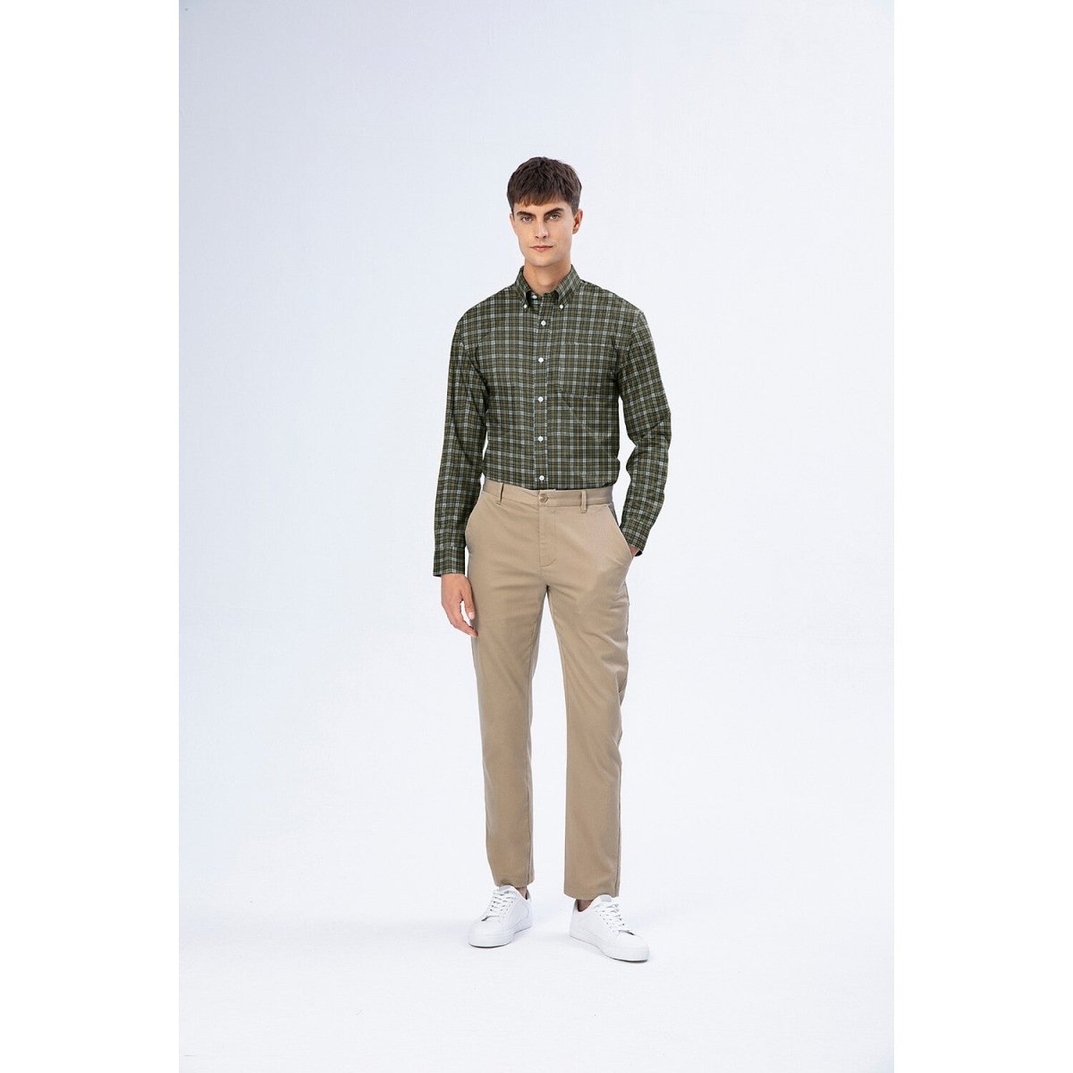 Giordano Men's Oxford Pattern Wrinkle Free Shirt - Premium Shirts