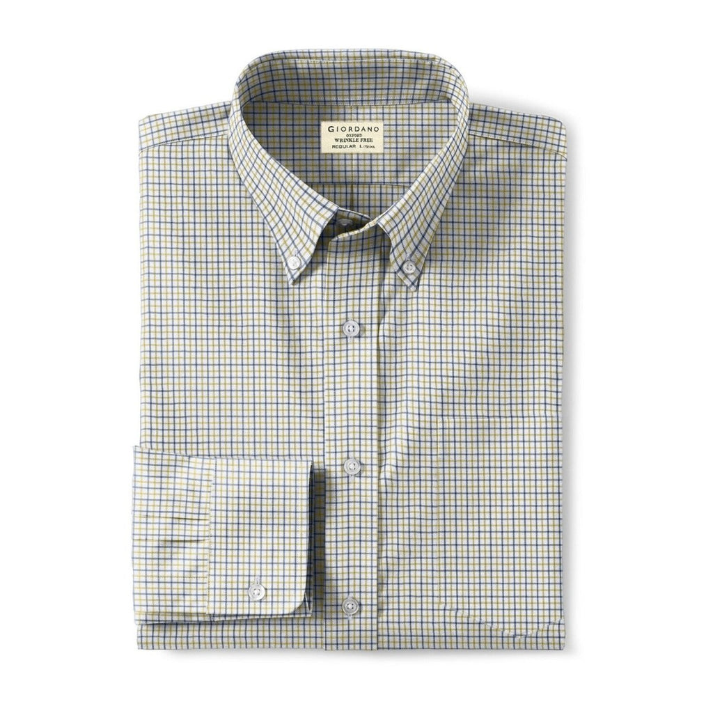 Giordano Men's Oxford Pattern Wrinkle Free Shirt - Premium Shirts