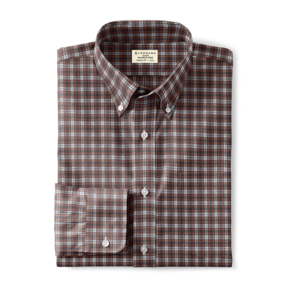 Giordano Men's Oxford Pattern Wrinkle Free Shirt - Premium Shirts