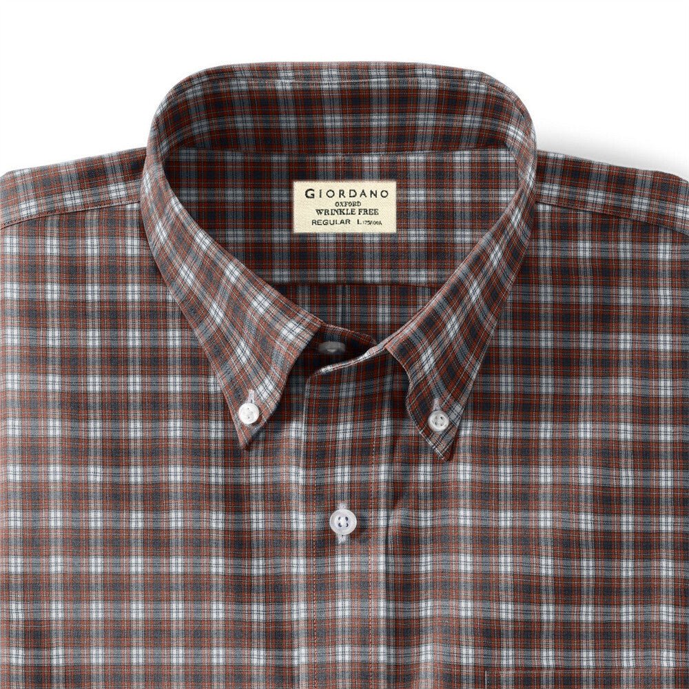 Giordano Men's Oxford Pattern Wrinkle Free Shirt - Premium Shirts