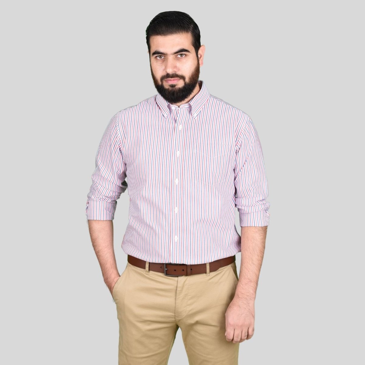 Giordano Men's Oxford Pattern Wrinkle Free Shirt - Premium Shirts