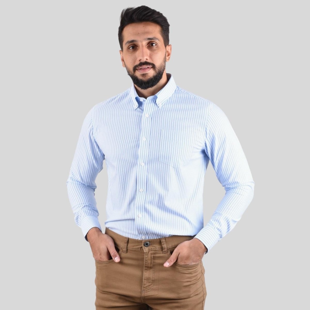 Giordano Men's Oxford Pattern Wrinkle Free Shirt - Premium Shirts