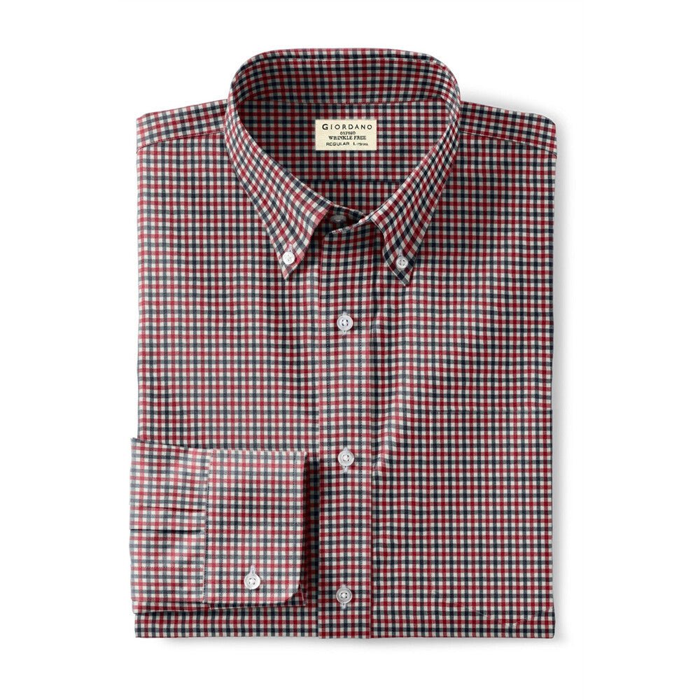 Giordano Men's Oxford Pattern Wrinkle Free Shirt - Premium Shirts