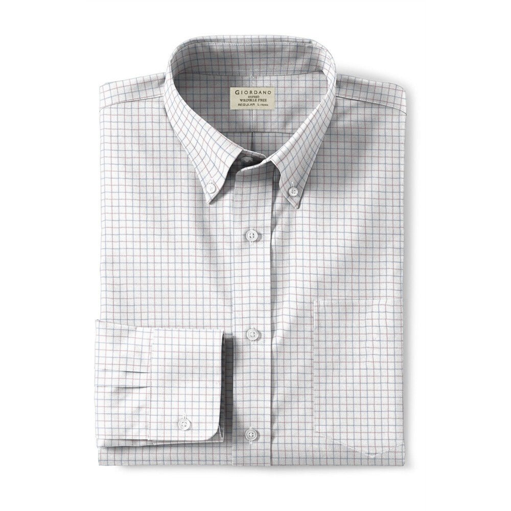 Giordano Men's Oxford Pattern Wrinkle Free Shirt - Premium Shirts