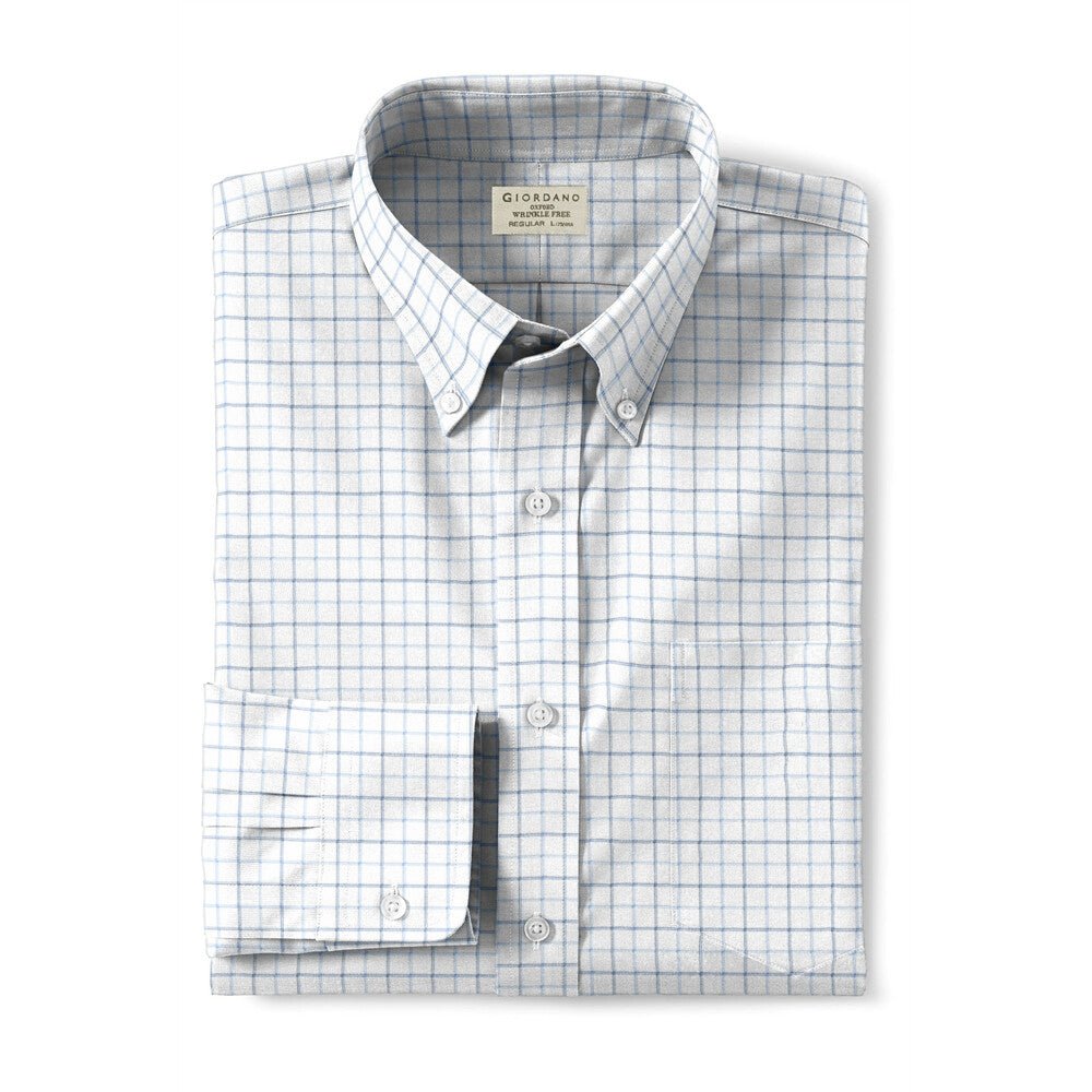 Giordano Men's Oxford Pattern Wrinkle Free Shirt - Premium Shirts