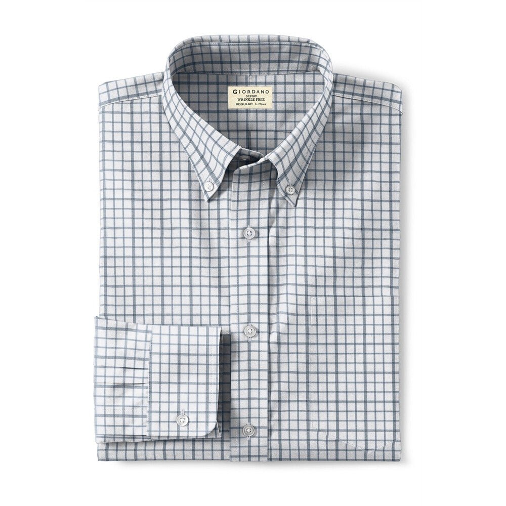 Giordano Men's Oxford Pattern Wrinkle Free Shirt - Premium Shirts