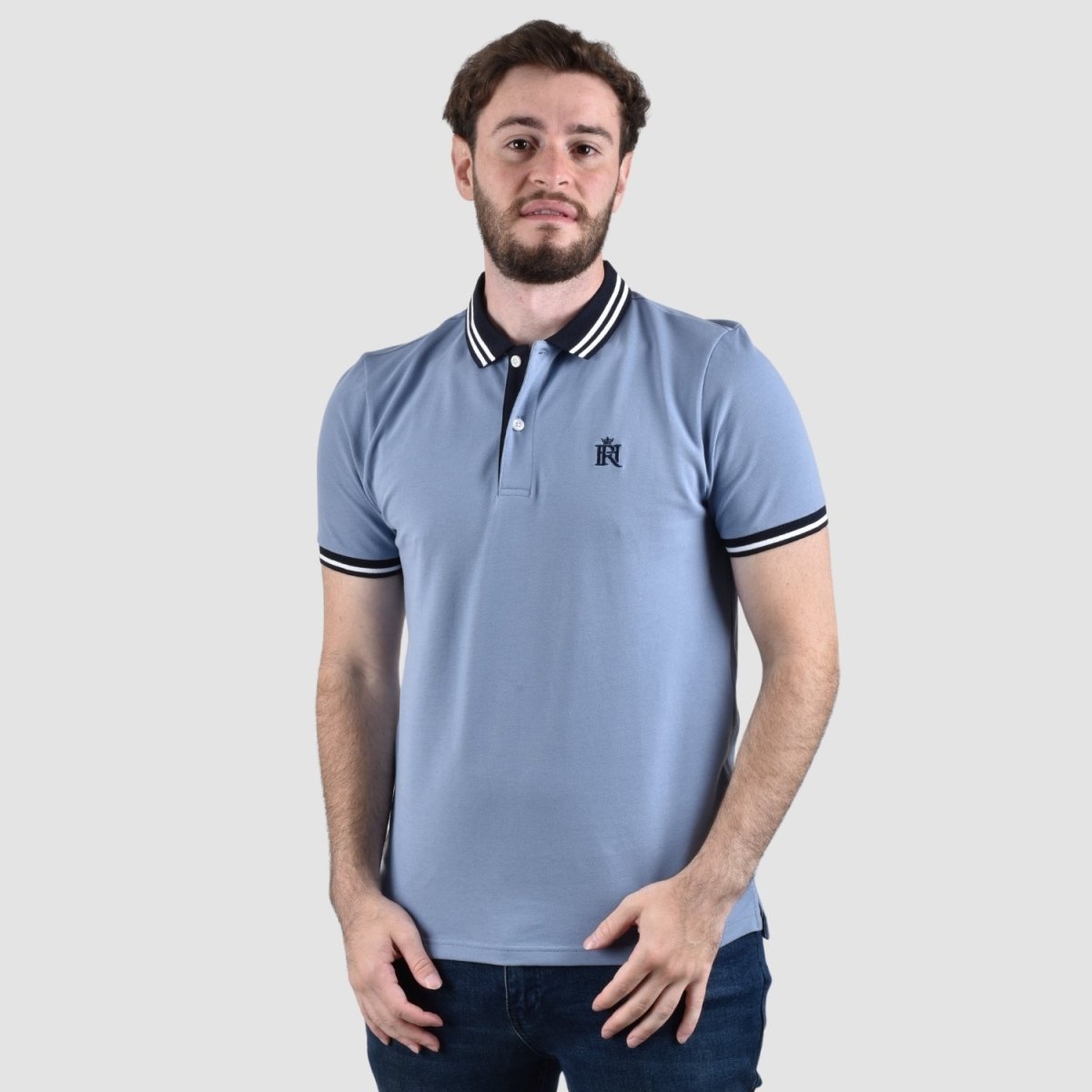 Giordano Men's Pique Flat Knit Collar Short Sleeve Thematic Slim Fit Embroidery Bold Polo - Premium Polo