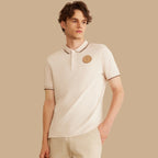 Giordano Men's Pique Flat Knit Collar Short Sleeve Thematic Slim Fit Embroidery Bold Polo - Premium Polo