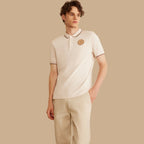 Giordano Men's Pique Flat Knit Collar Short Sleeve Thematic Slim Fit Embroidery Bold Polo - Premium Polo