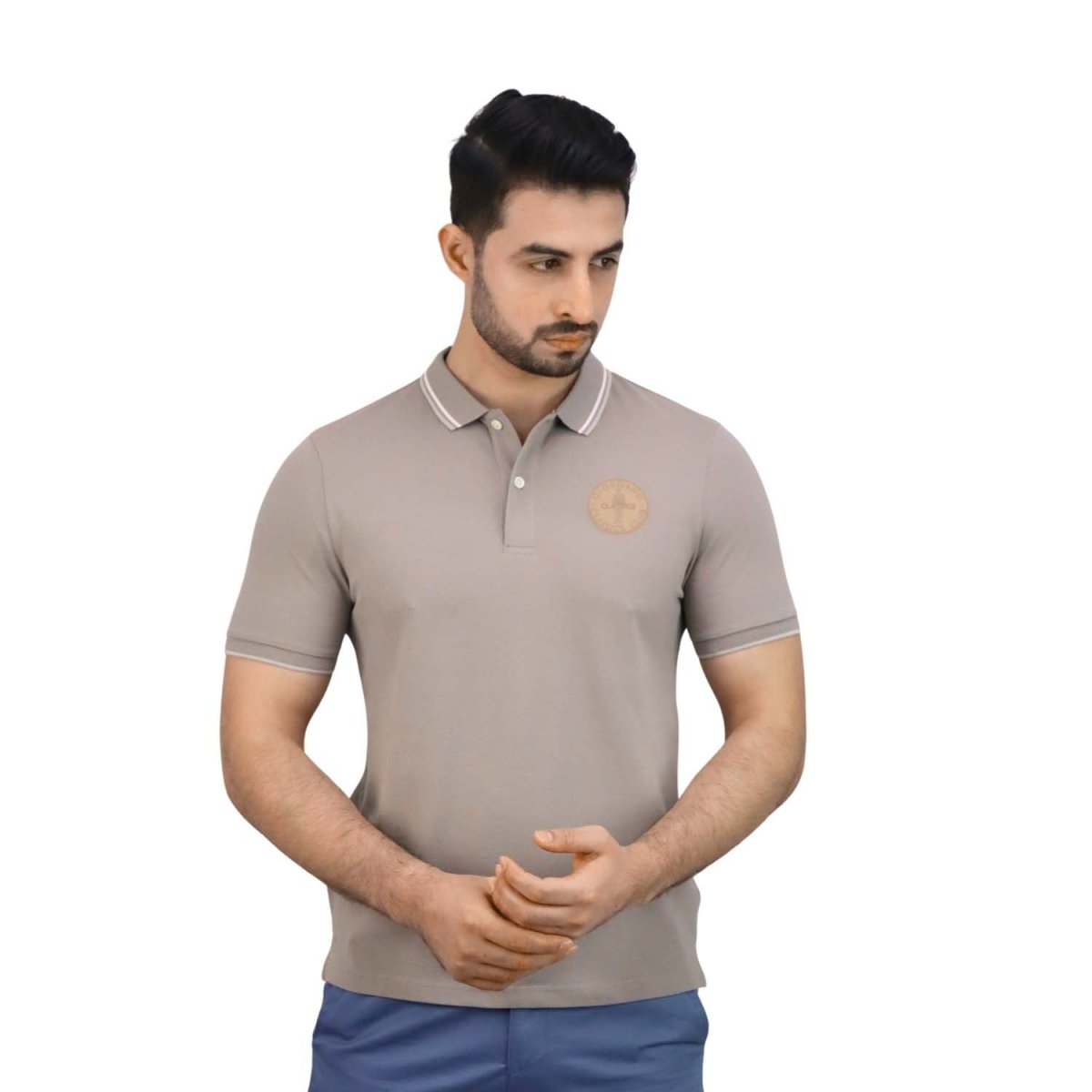 Giordano Men's Pique Flat Knit Collar Short Sleeve Thematic Slim Fit Embroidery Bold Polo - Premium Polo
