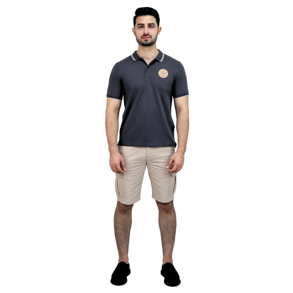 Giordano Men's Pique Flat Knit Collar Short Sleeve Thematic Slim Fit Embroidery Bold Polo - Premium Polo