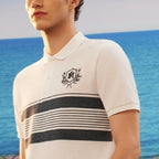 Giordano Men's Pique Flat Knit Collar Short Sleeve Thematic Slim Fit Embroidery Bold Polo - Premium Polo