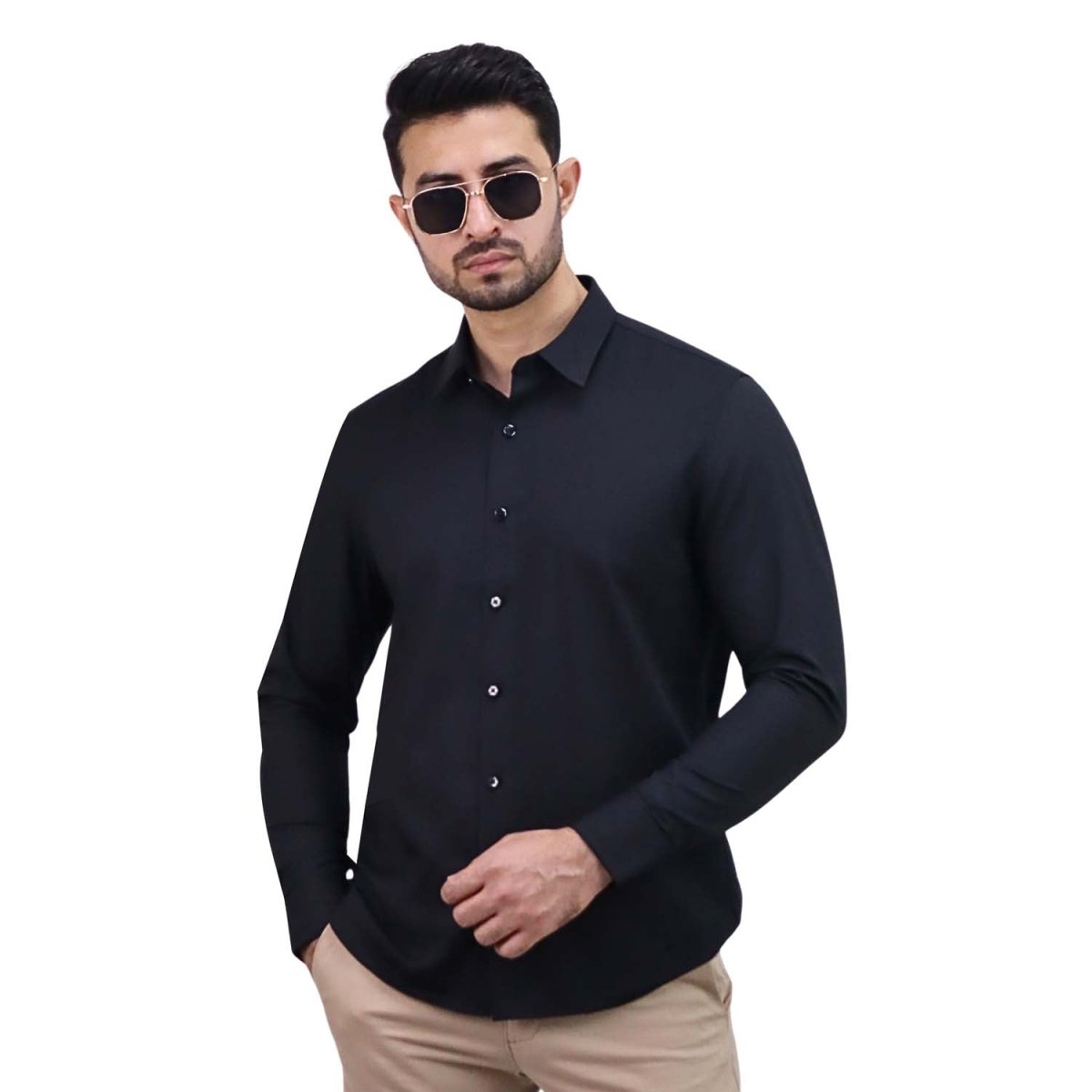 Giordano Men's Polyester Modal Lycra Twill Slim Fit Easy Care Shirt - Premium Shirts