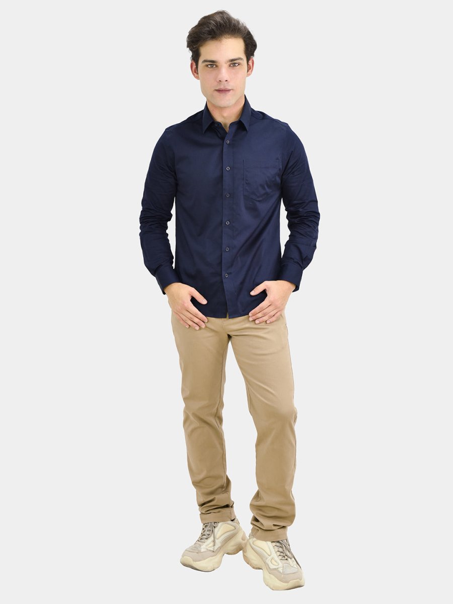 Giordano Men's Poplin Cotton Slim Fit Shirt - Premium Shirts