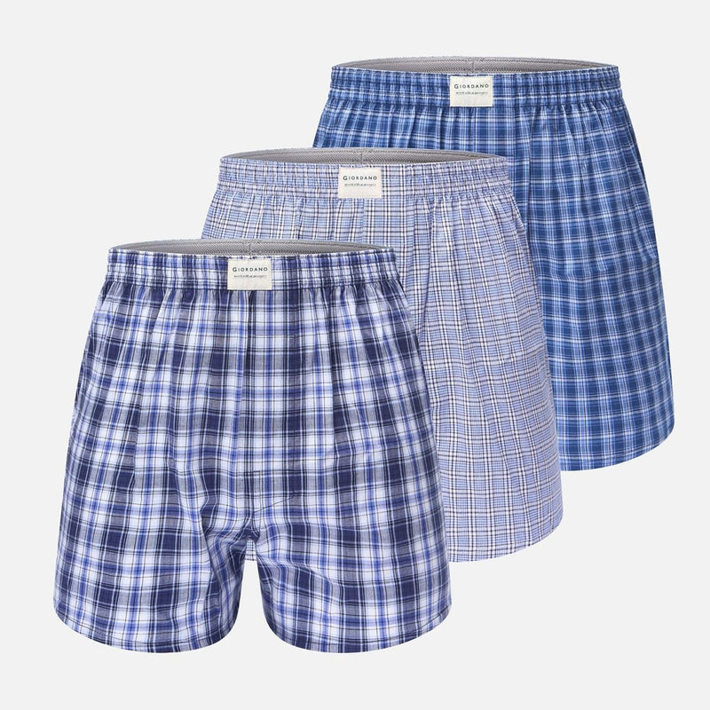 Giordano Men’s Regular Fit Cotton Poplin Boxers 3 - Pack - first_variant_option_2 Premium Briefs for Giordano