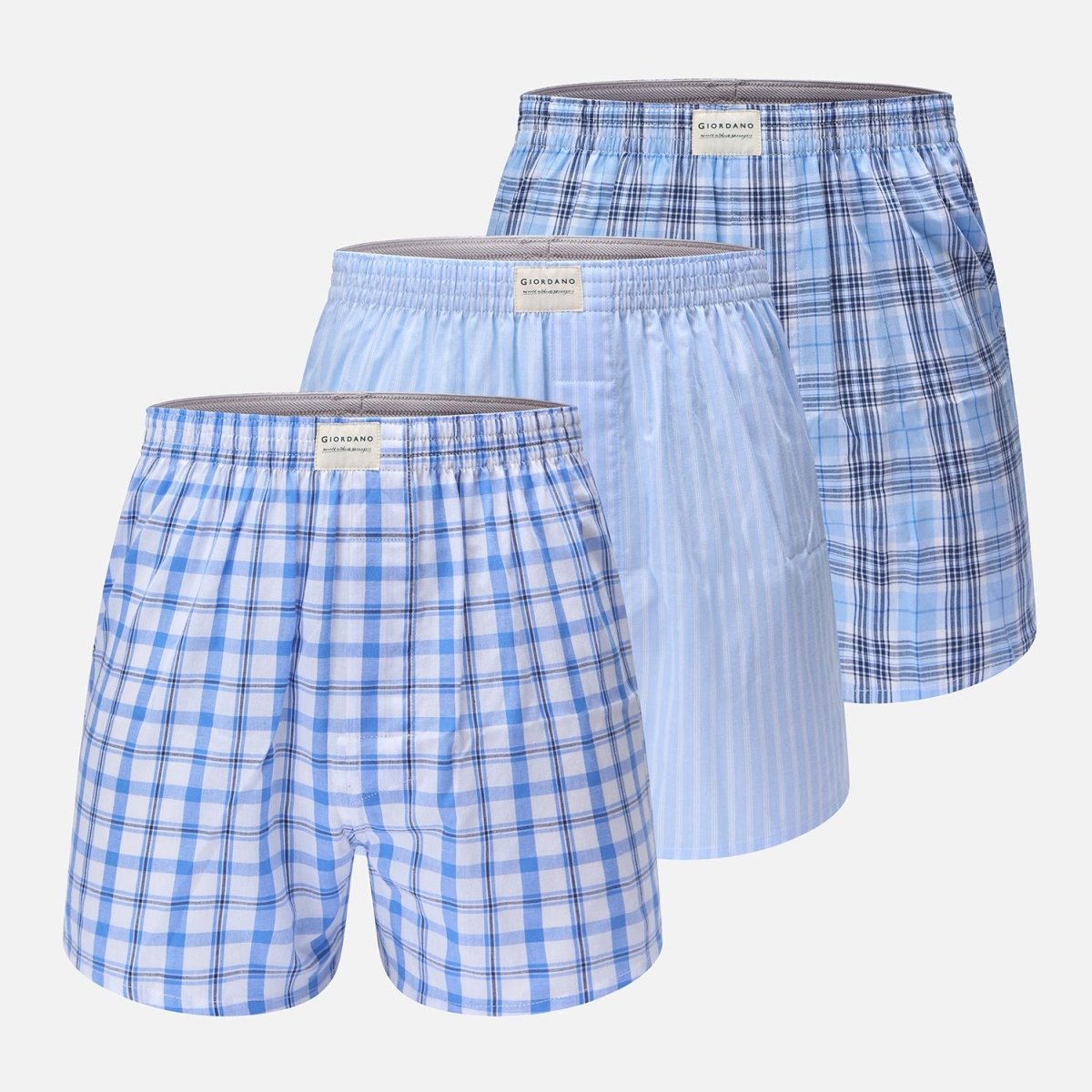 Giordano Men’s Regular Fit Cotton Poplin Boxers 3-Pack - Premium Briefs