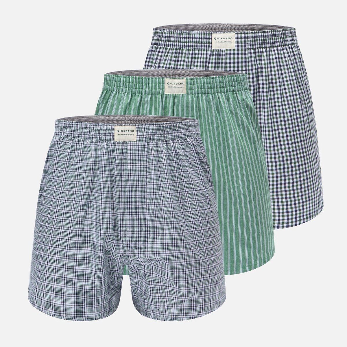 Giordano Men’s Regular Fit Cotton Poplin Boxers 3-Pack - Premium Briefs