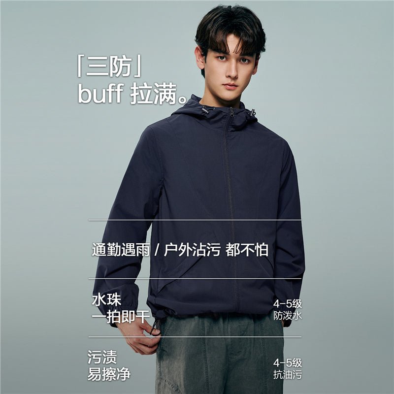 Giordano Men’s Regular Fit Full - Zip Hooded Polyester Jacket - first_variant_option_2 Premium Jackets for Giordano