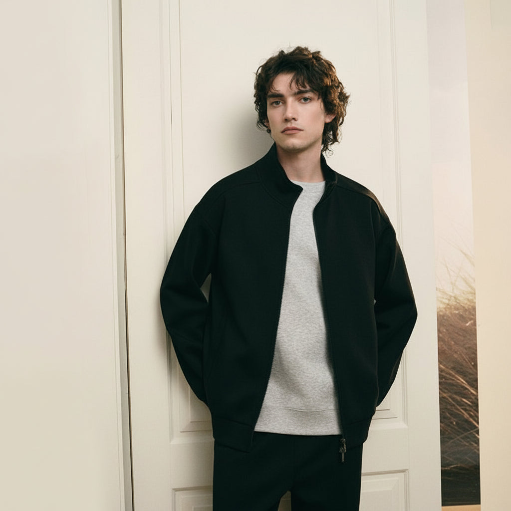 Giordano Men’s Regular Fit Interlock Full - Zip Long Sleeve Jacket - first_variant_option_2 Premium Jackets for Giordano