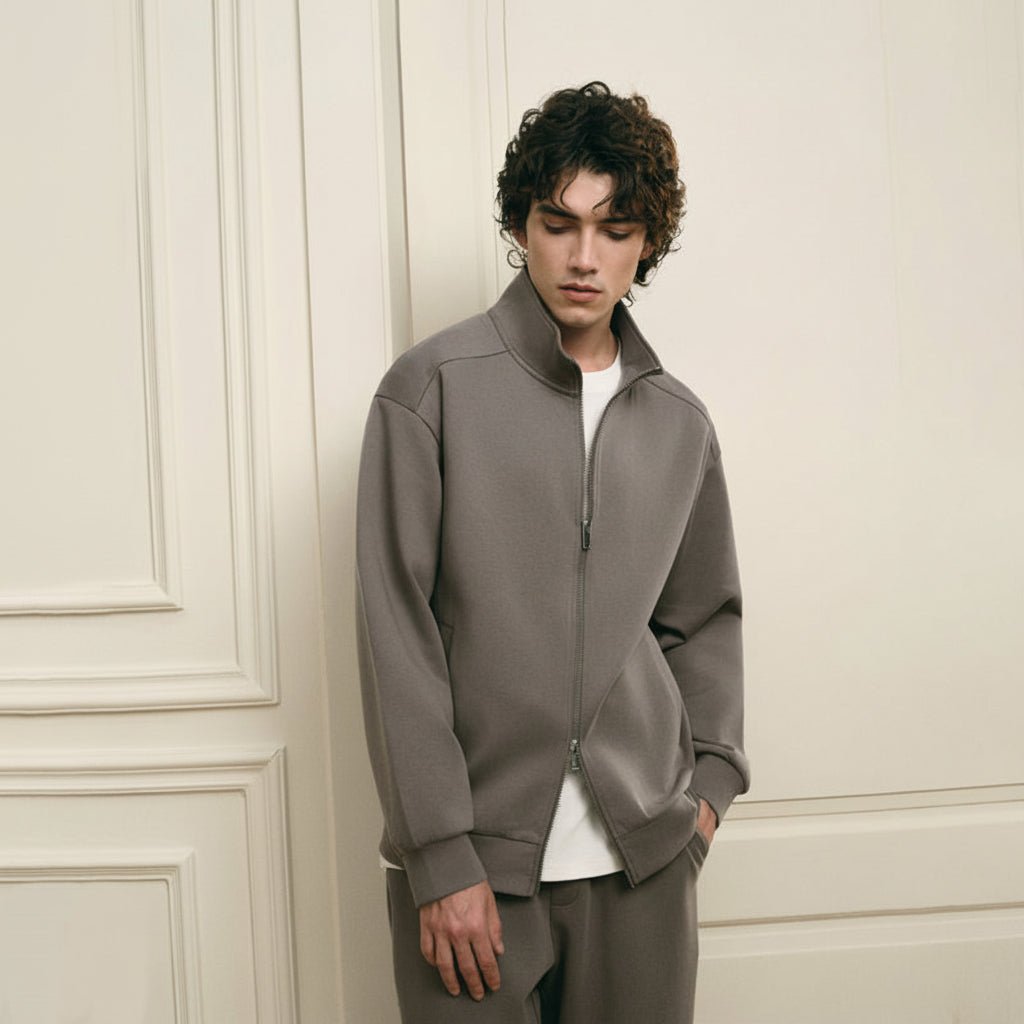 Giordano Men’s Regular Fit Interlock Full - Zip Long Sleeve Jacket - first_variant_option_2 Premium Jackets for Giordano