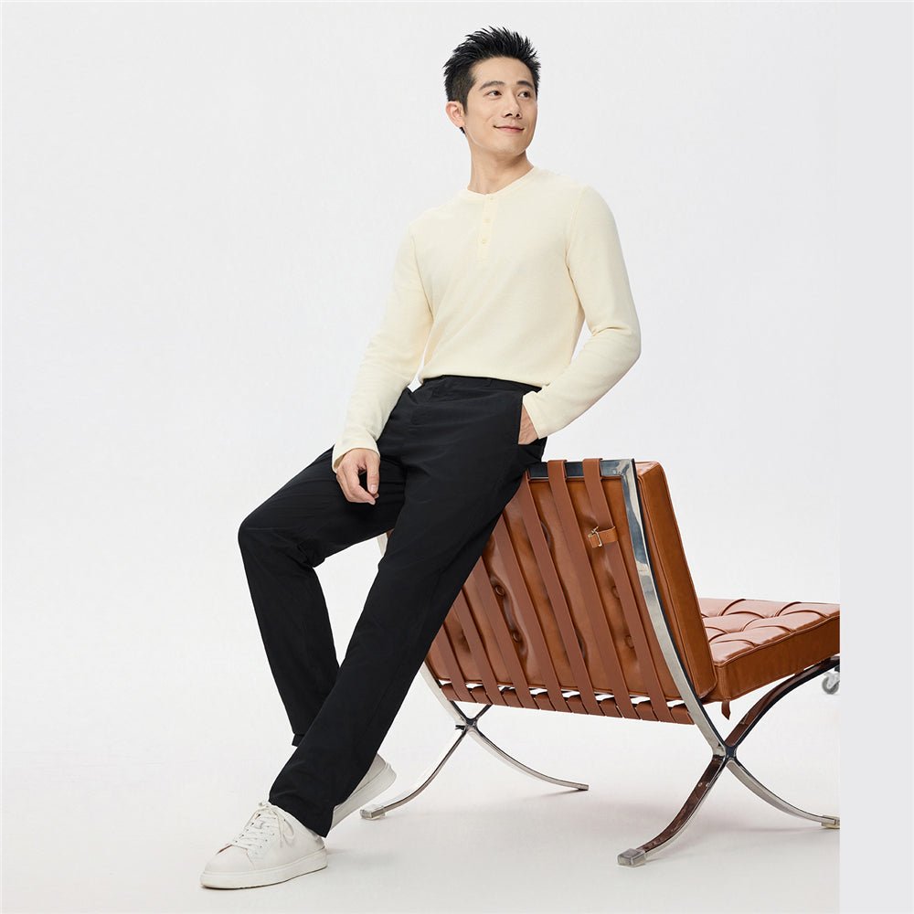 Giordano Men’s Regular Fit Stretch Twill Pants with Mid Rise - first_variant_option_2 Premium Pants for Giordano