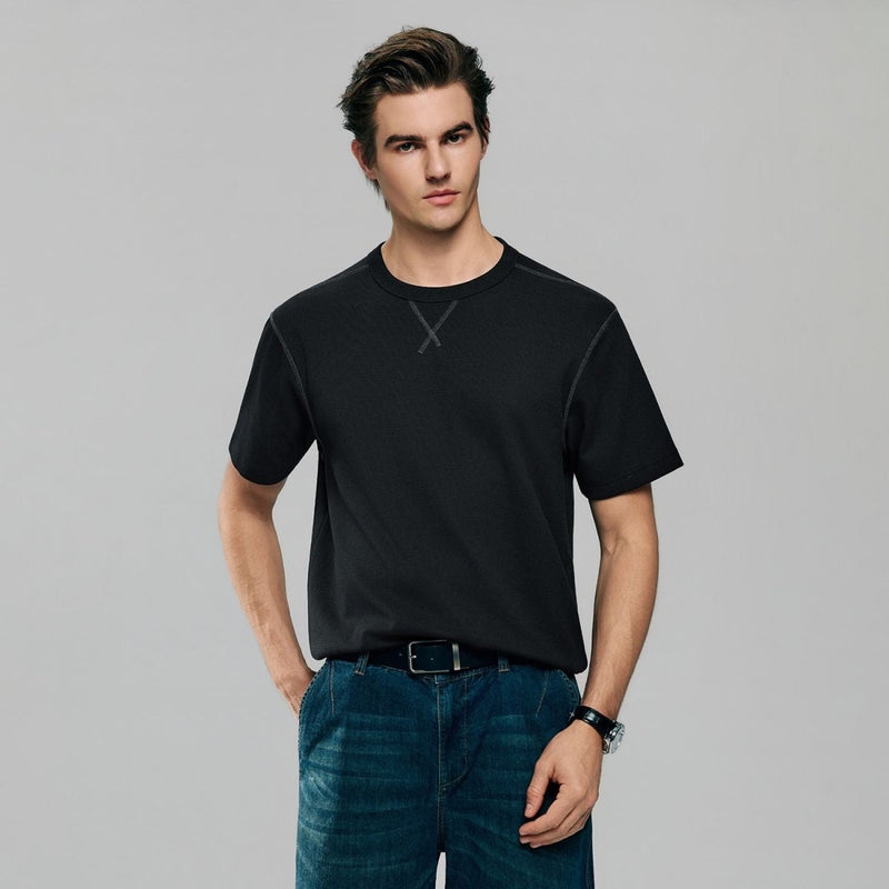 Giordano Men’s Regular Fit Stretch Waffle Tee - first_variant_option_2 Premium Tee for Giordano
