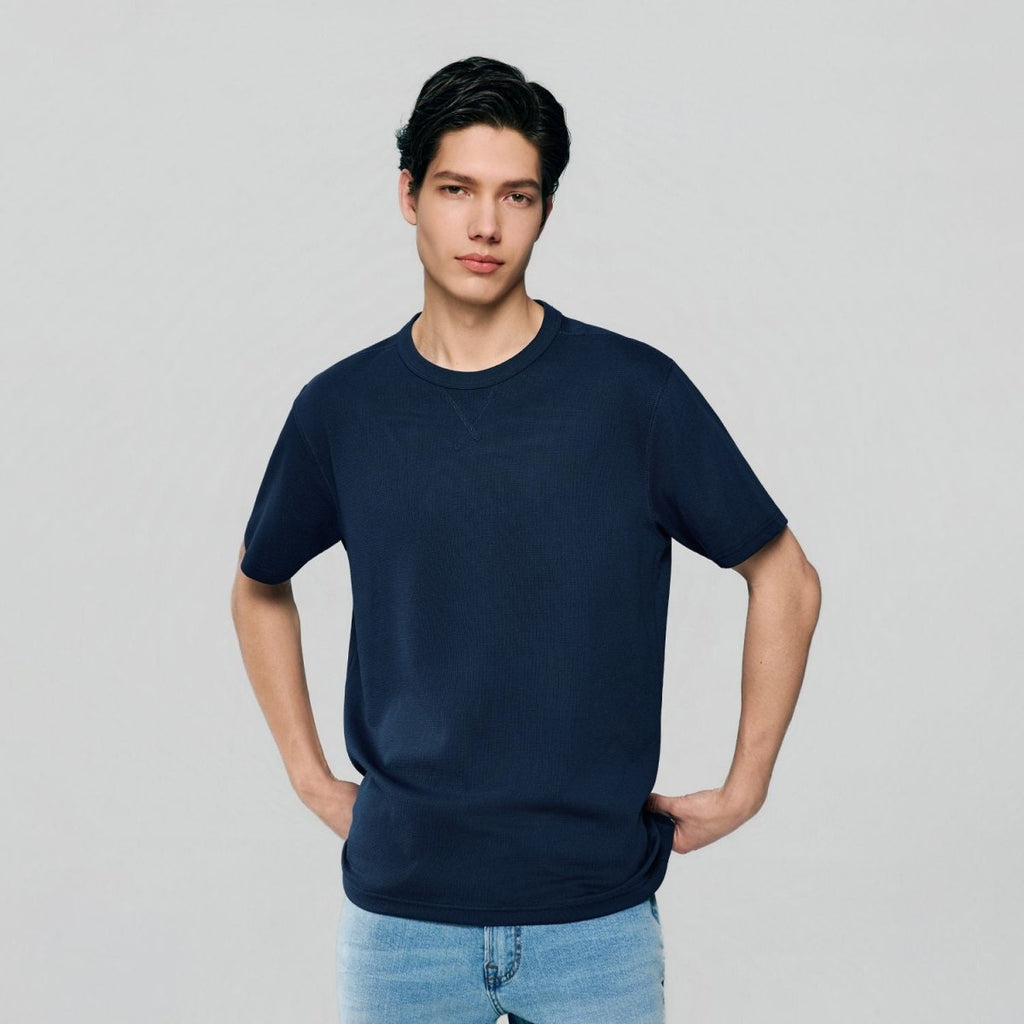Giordano Men’s Regular Fit Stretch Waffle Tee - first_variant_option_2 Premium Tee for Giordano