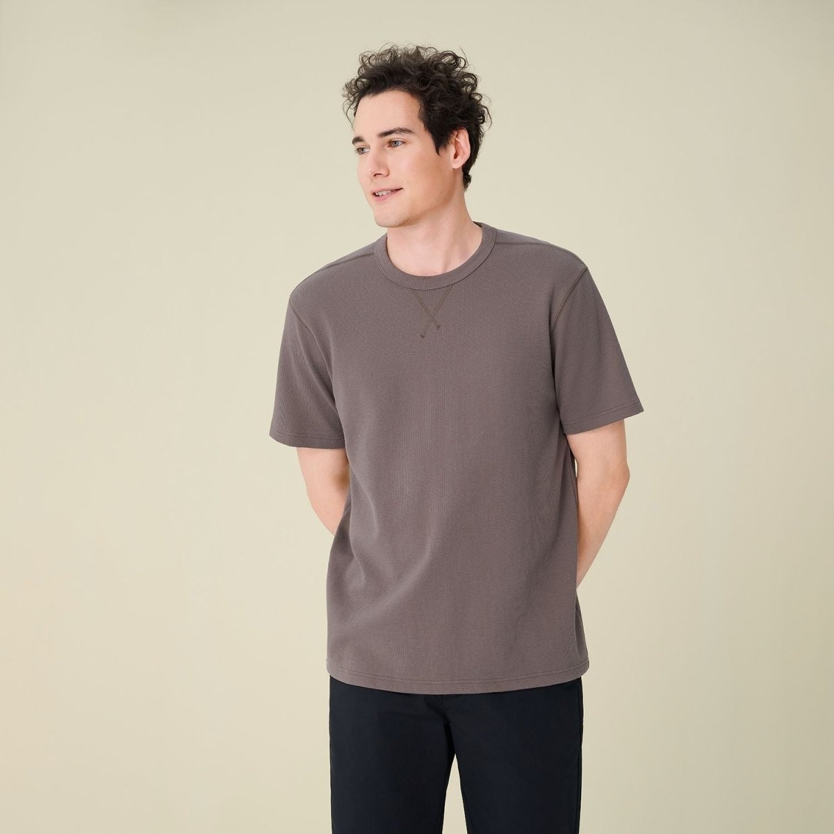 Giordano Men’s Regular Fit Stretch Waffle Tee - first_variant_option_2 Premium Tee for Giordano
