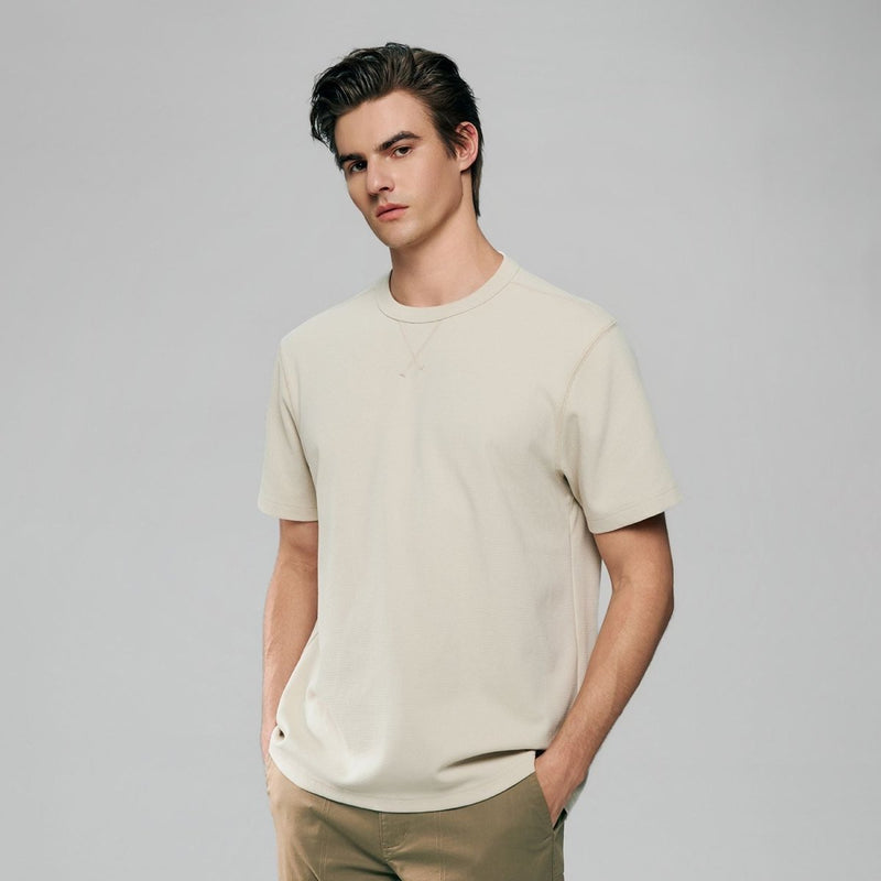Giordano Men’s Regular Fit Stretch Waffle Tee - first_variant_option_2 Premium Tee for Giordano