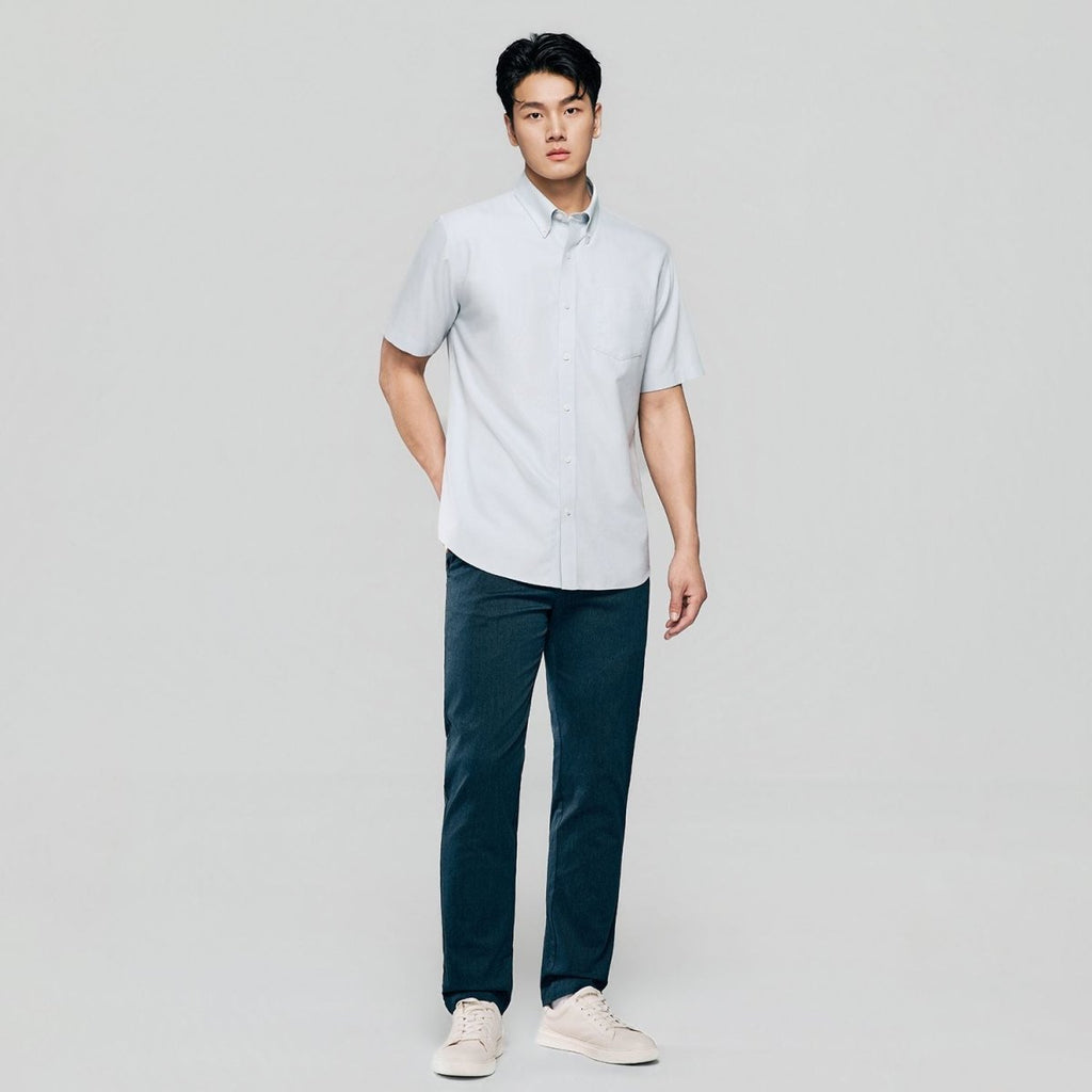 Giordano Men’s Regular Fit Wrinkle-Free Short Sleeve Oxford Shirt - Premium Shirts