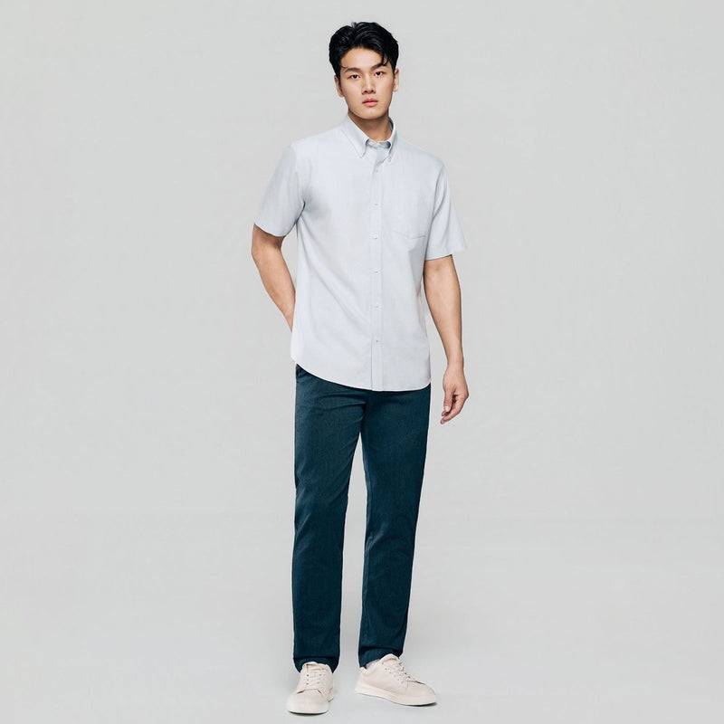 Giordano Men’s Regular Fit Wrinkle-Free Short Sleeve Oxford Shirt - Premium Shirts
