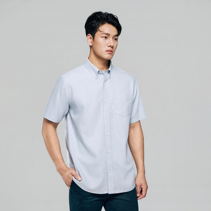 Giordano Men’s Regular Fit Wrinkle-Free Short Sleeve Oxford Shirt - Premium Shirts