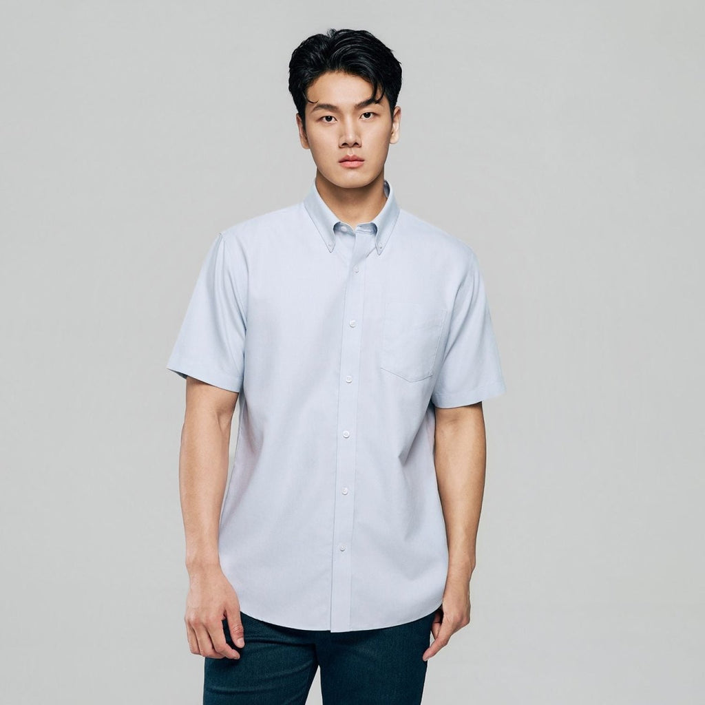 Giordano Men’s Regular Fit Wrinkle-Free Short Sleeve Oxford Shirt - Premium Shirts