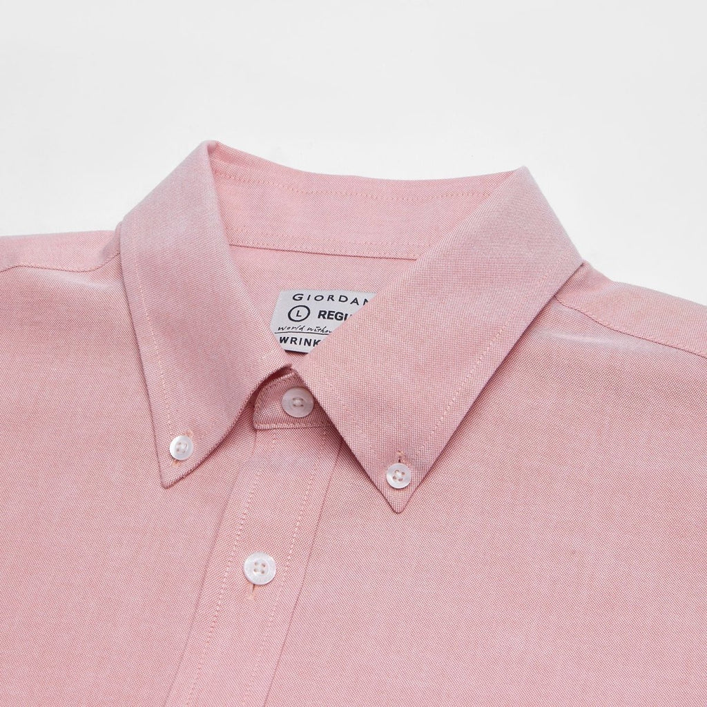 Giordano Men’s Regular Fit Wrinkle-Free Short Sleeve Oxford Shirt - Premium Shirts