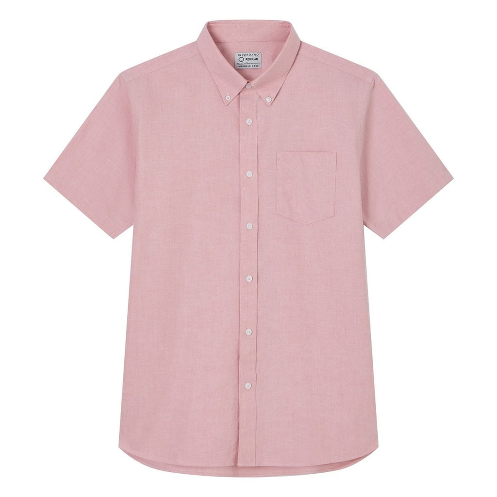 Giordano Men’s Regular Fit Wrinkle-Free Short Sleeve Oxford Shirt - Premium Shirts