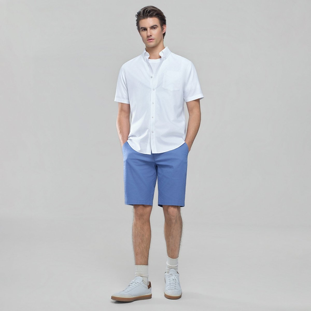 Giordano Men's Regular Fit Wrinkle-Free Short Sleeve Oxford Shirt - Premium Shirts