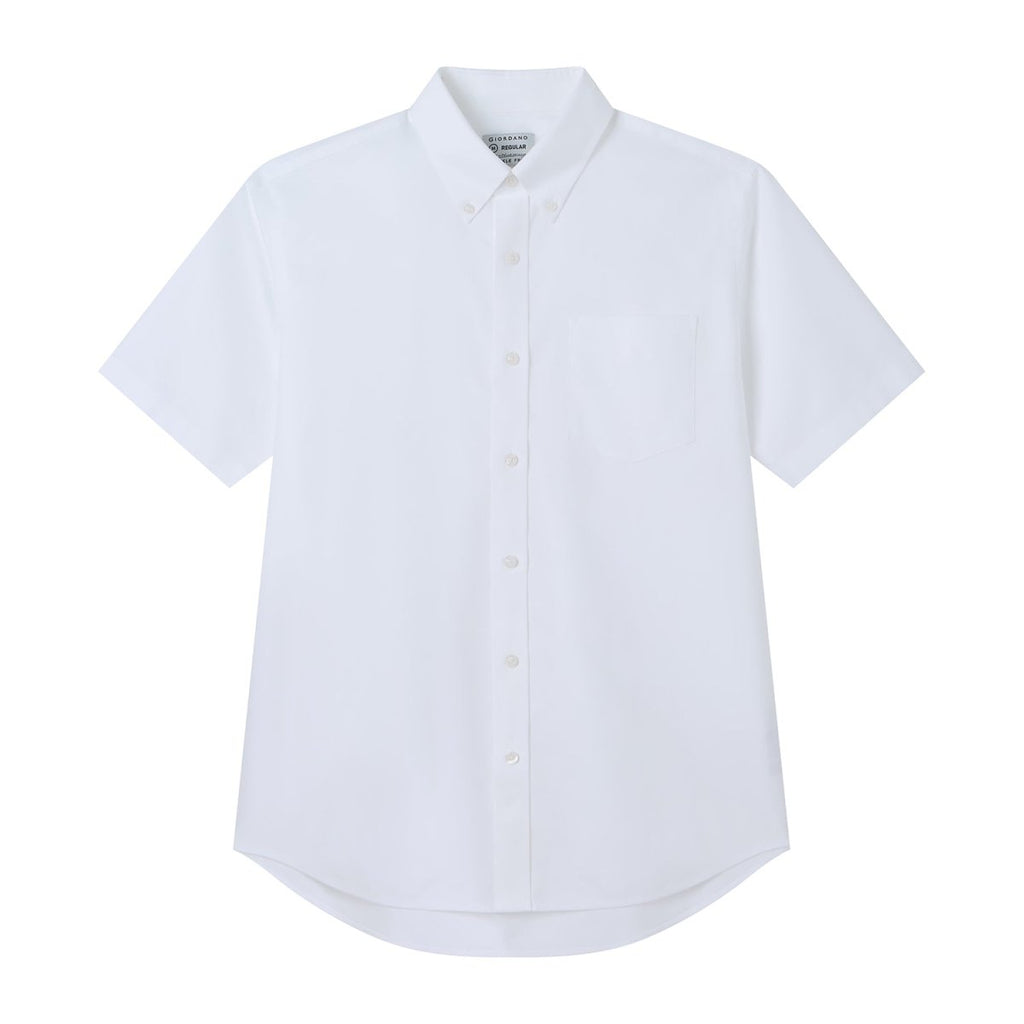 Giordano Men's Regular Fit Wrinkle-Free Short Sleeve Oxford Shirt - Premium Shirts