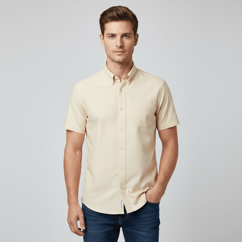 Giordano Men’s Regular Fit Wrinkle - Free Short Sleeve Oxford Shirt - first_variant_option_2 Premium Shirts for Giordano
