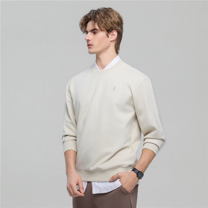 Giordano Men's Relaxed Crew Neck Sweatshirt with Embroidery - Premium Sweatshirts