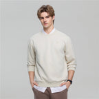 Giordano Men's Relaxed Crew Neck Sweatshirt with Embroidery - Premium Sweatshirts