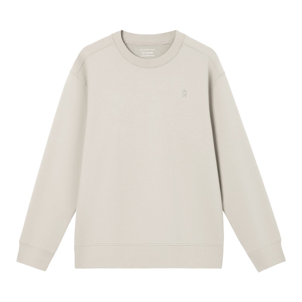 Giordano Men's Relaxed Crew Neck Sweatshirt with Embroidery - Premium Sweatshirts