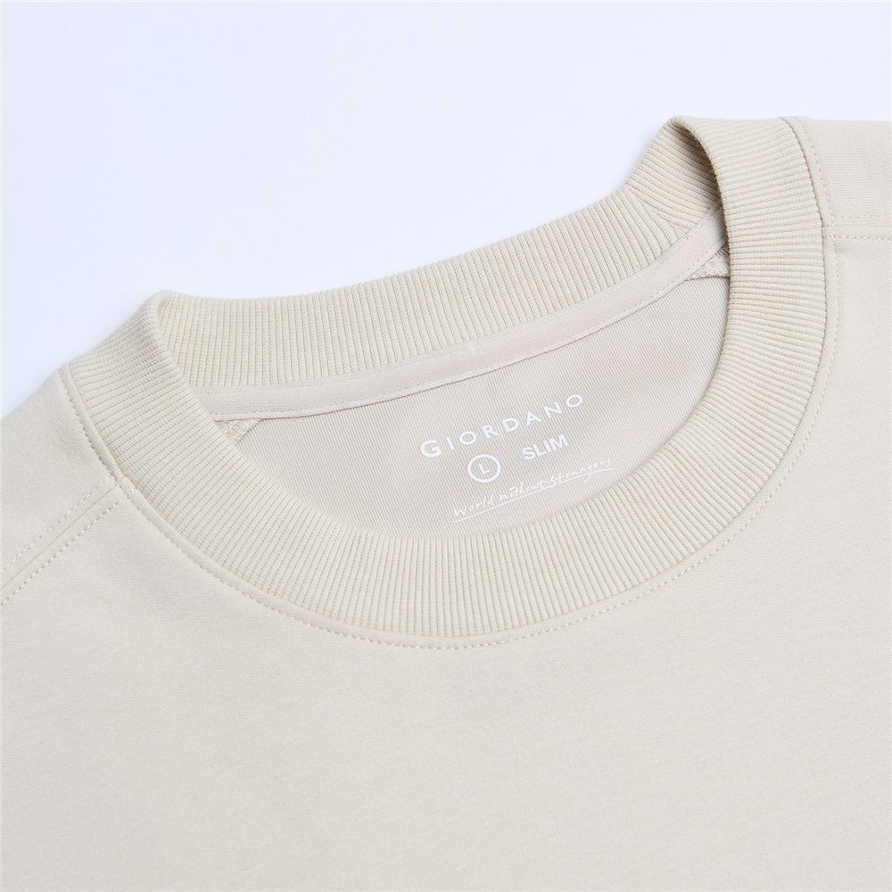 Giordano Men's Relaxed Crew Neck Sweatshirt with Embroidery - Premium Sweatshirts
