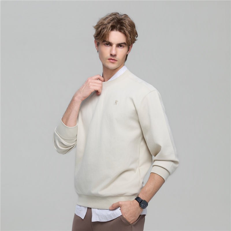 Giordano Men's Relaxed Crew Neck Sweatshirt with Embroidery - Premium Sweatshirts